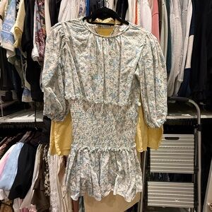 Floral Smocked Dress with Puff Sleeves